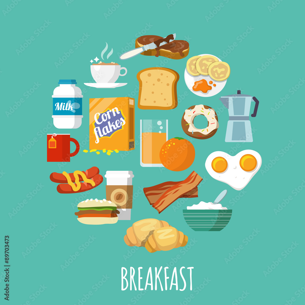 Breakfast icon flat Breakfast icon flat
