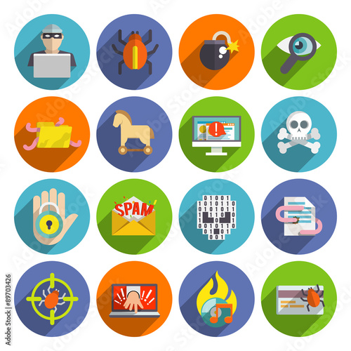 Hacker icons flat set
