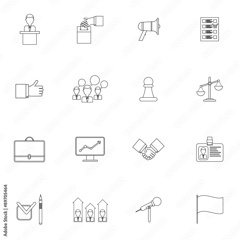 Fototapeta premium Elections icons set outline