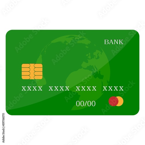 Credit Card Green Icon Isolated On White