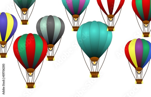 Hot air ballons isolated on white background