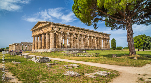 Photo Temples of Paestum Archaeological Site, Salerno, Campania, Italy