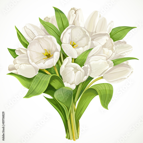 Fototapeta Naklejka Na Ścianę i Meble -  Bouquet of white tulips