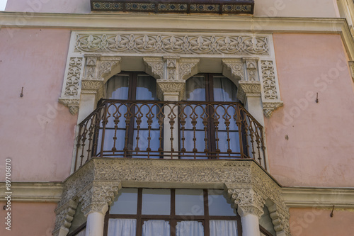 Moorish-style balconies  streets of the city Toledo  medieval ar