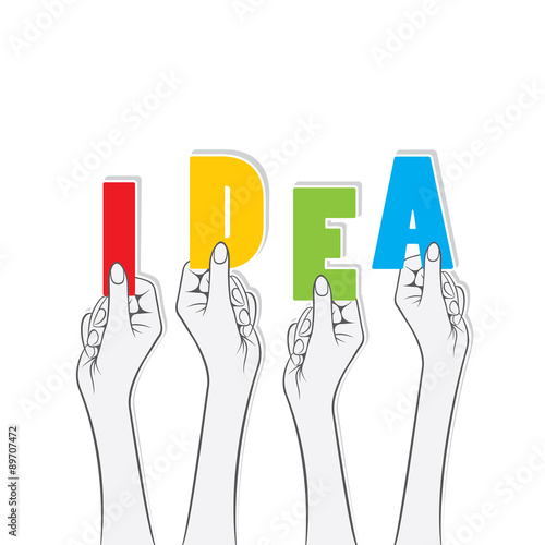 idea word hold in hand concept design vector
