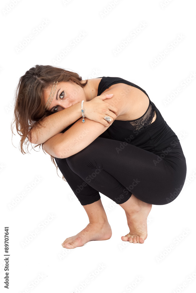 Beautiful woman doing different expressions in different sets of clothes: yoga Beautiful woman doing different expressions in different sets of clothes: yoga