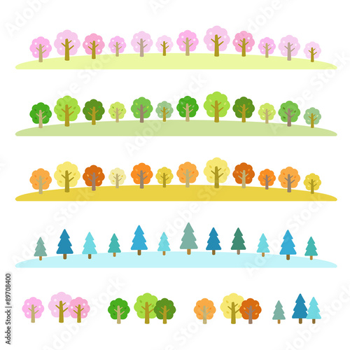 四季の木 装飾ライン / vector eps10 