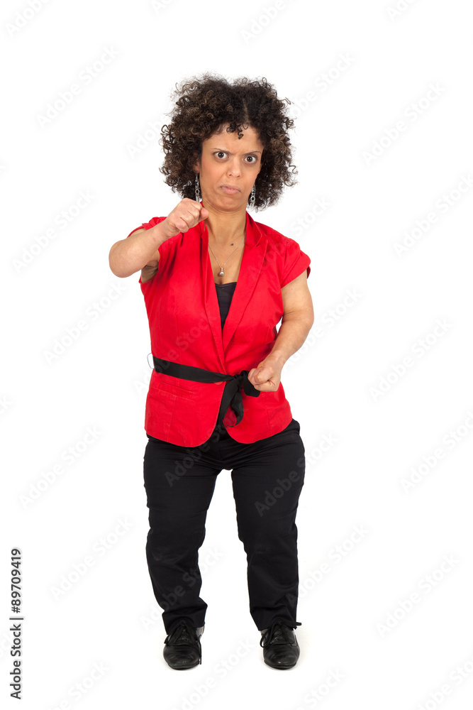 Beautiful woman doing different expressions in different sets of clothes: boxe Beautiful woman doing different expressions in different sets of clothes: boxe