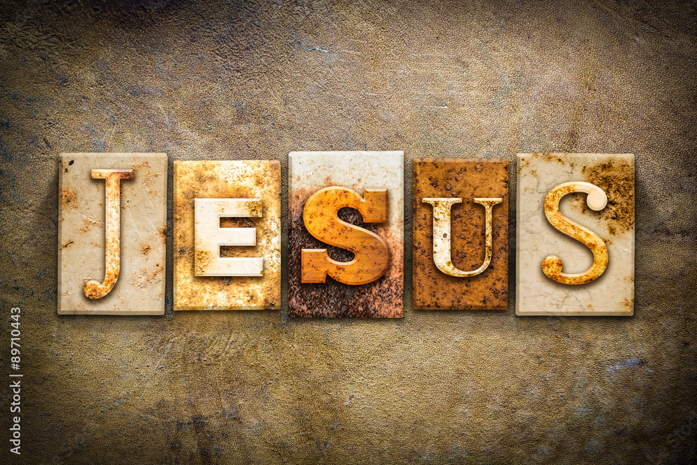 Fototapeta premium Jesus Concept Letterpress Leather Theme