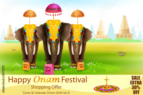 Decorated elephant for Happy Onam photo