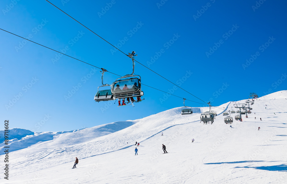 Ski lift. Ski resort Livigno. Italy
