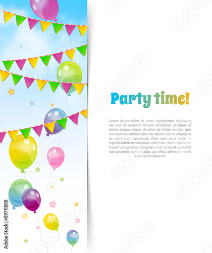 Party banner with flags and ballons