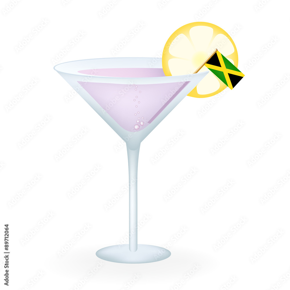 Cocktail Glass With A Flag Of Jamaica Cocktail Glass With A Flag Of Jamaica