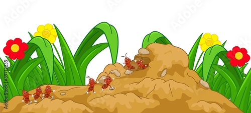 happy ant cartoon in the nest