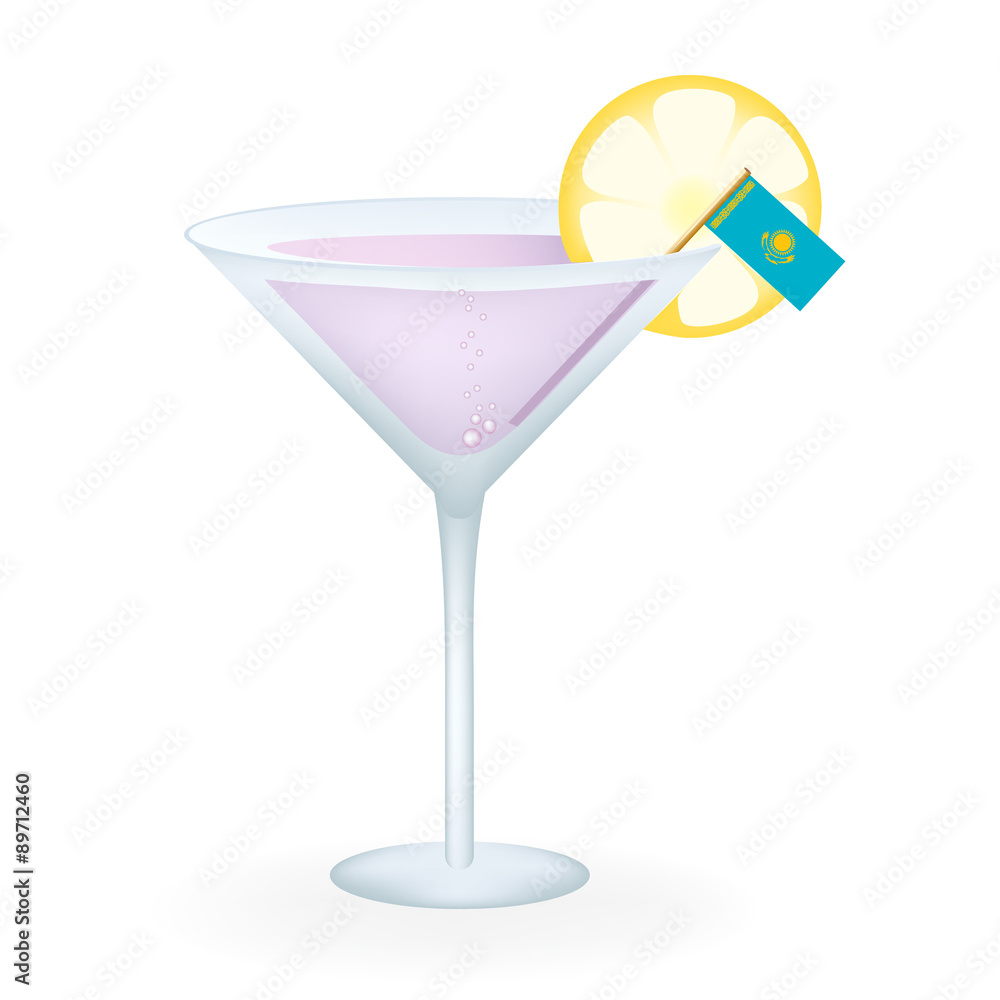 Cocktail Glass With A Flag Of Kazakhstan Cocktail Glass With A Flag Of Kazakhstan