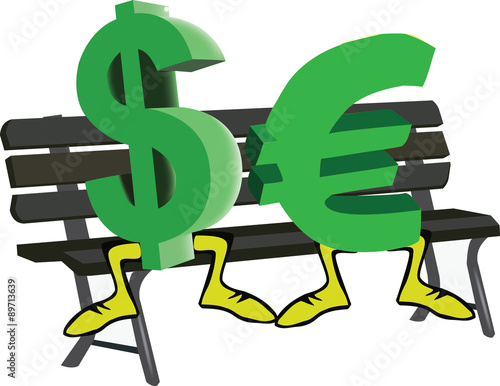 simboli valuta stanca seduta sulla panchina