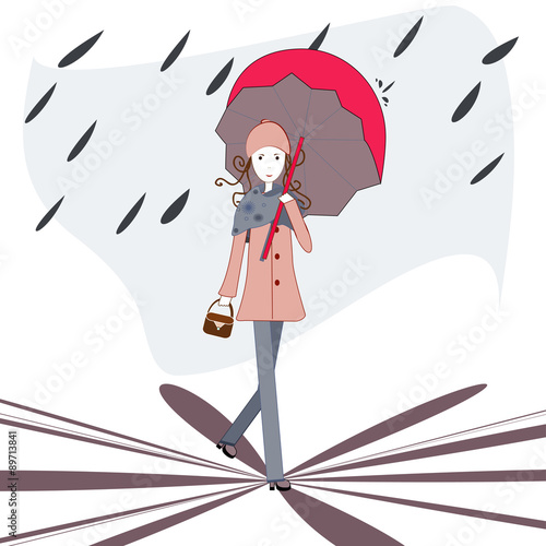 under an umbrella