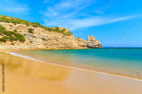 Golden sand Barranco beach on western coast of Portugal © pkazmierczak
