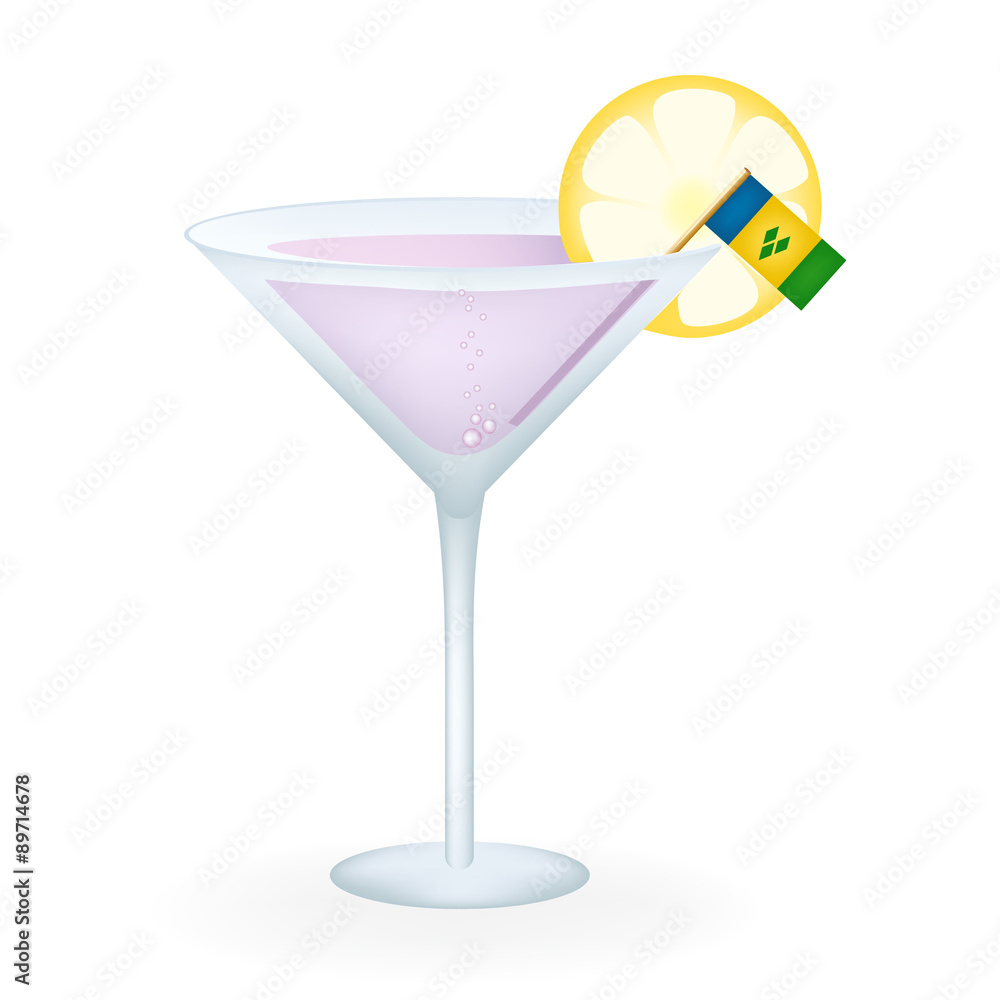 Cocktail Glass With A Flag Of Saint Vincent And The Grenadines Cocktail Glass With A Flag Of Saint Vincent And The Grenadines