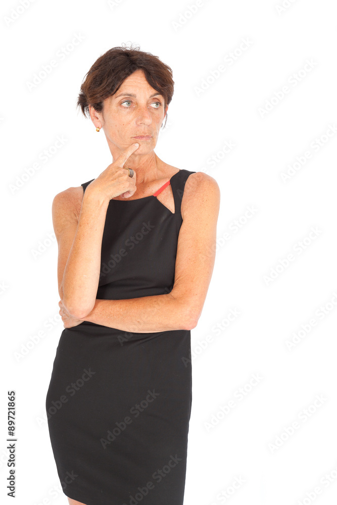 Beautiful woman doing different expressions in different sets of clothes: thinking Beautiful woman doing different expressions in different sets of clothes: thinking