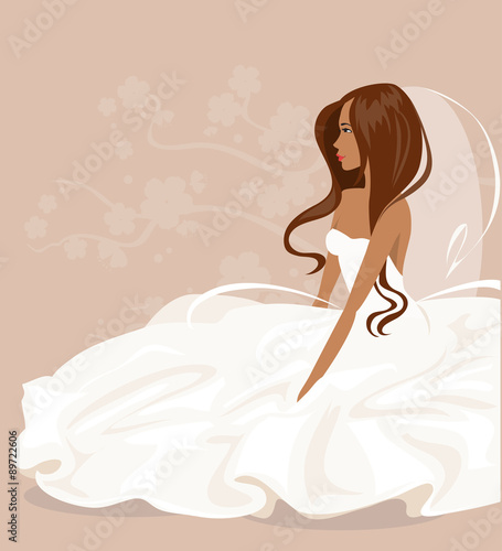 The bride in a white dress. Vector Illustration