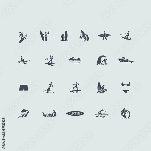 Set of surfing icons