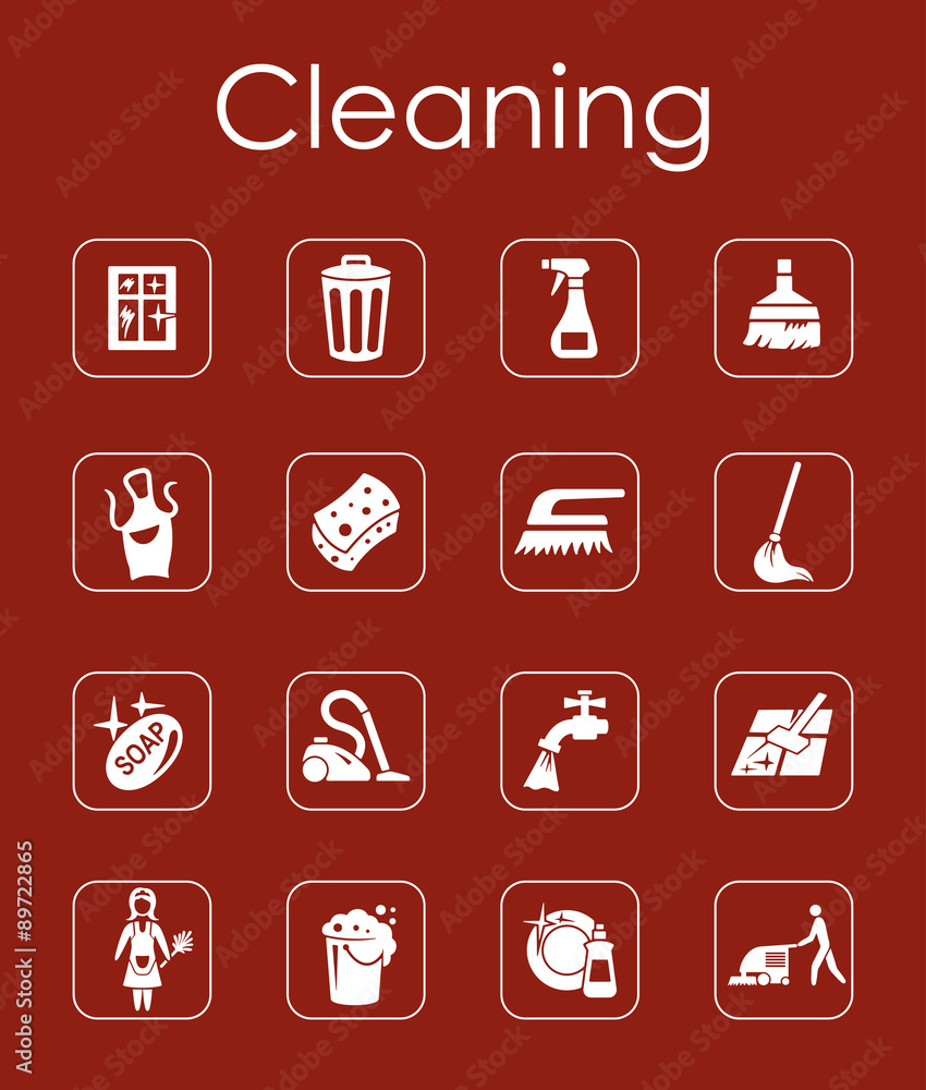 Set of cleaning simple icons Set of cleaning simple icons