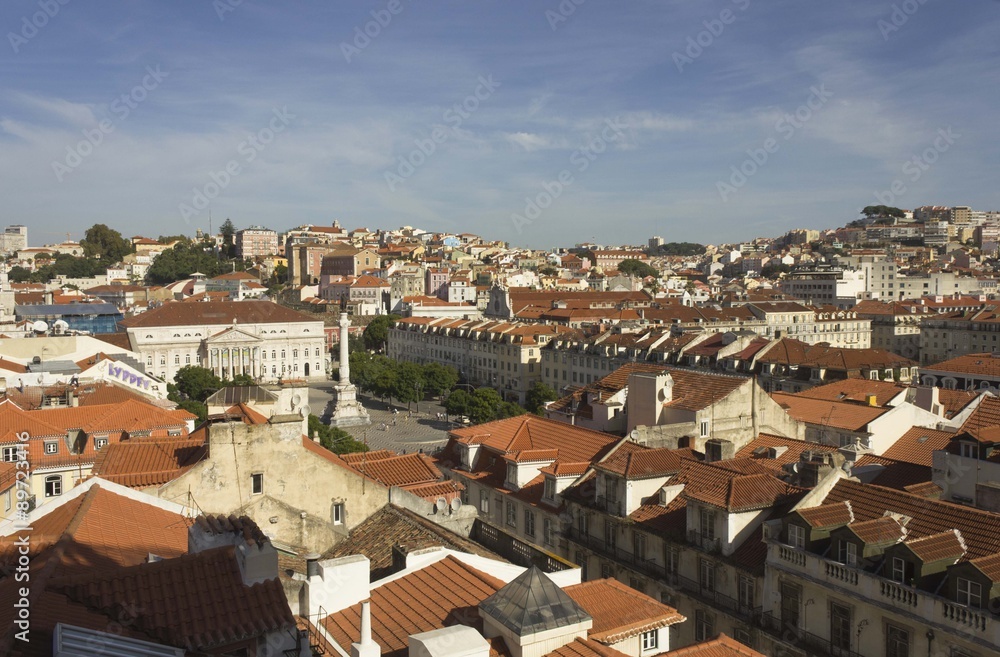 Lisbon Rossio Square overview from Santa Justa elevator