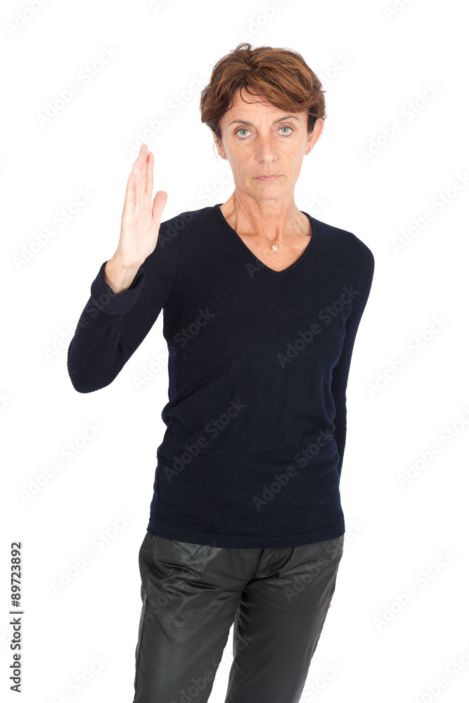 Beautiful woman doing different expressions in different sets of clothes: be careful Beautiful woman doing different expressions in different sets of clothes: be careful