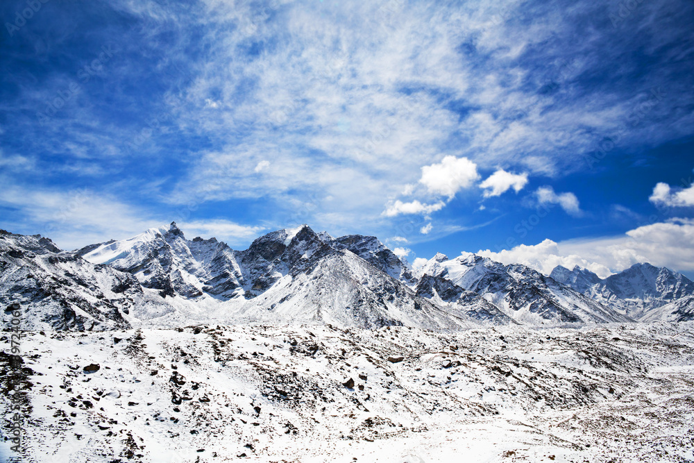 Khumbu glacier in Sagarmatha National Park, Nepal Himalaya