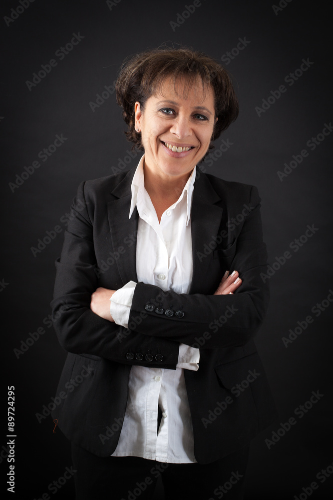 Beautiful woman doing different expressions in different sets of clothes: arms crossed Beautiful woman doing different expressions in different sets of clothes: arms crossed