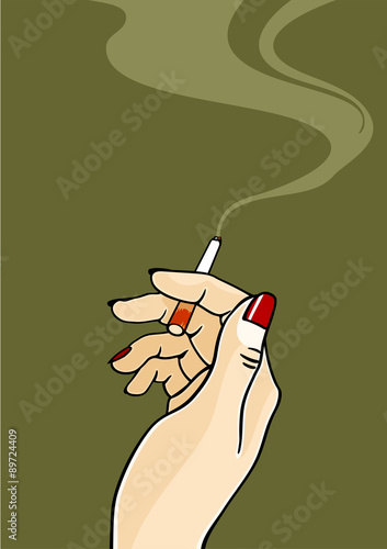 Hand of a woman holding a cigarette