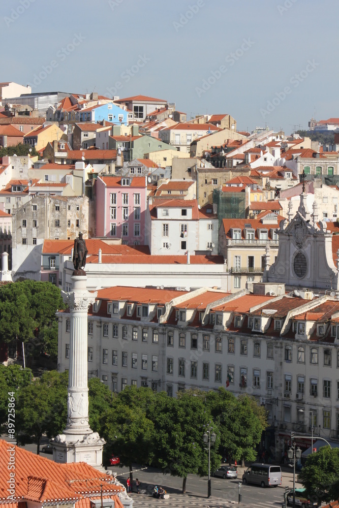 Lisbon viewed from the top, with Pedro column in the foreground
