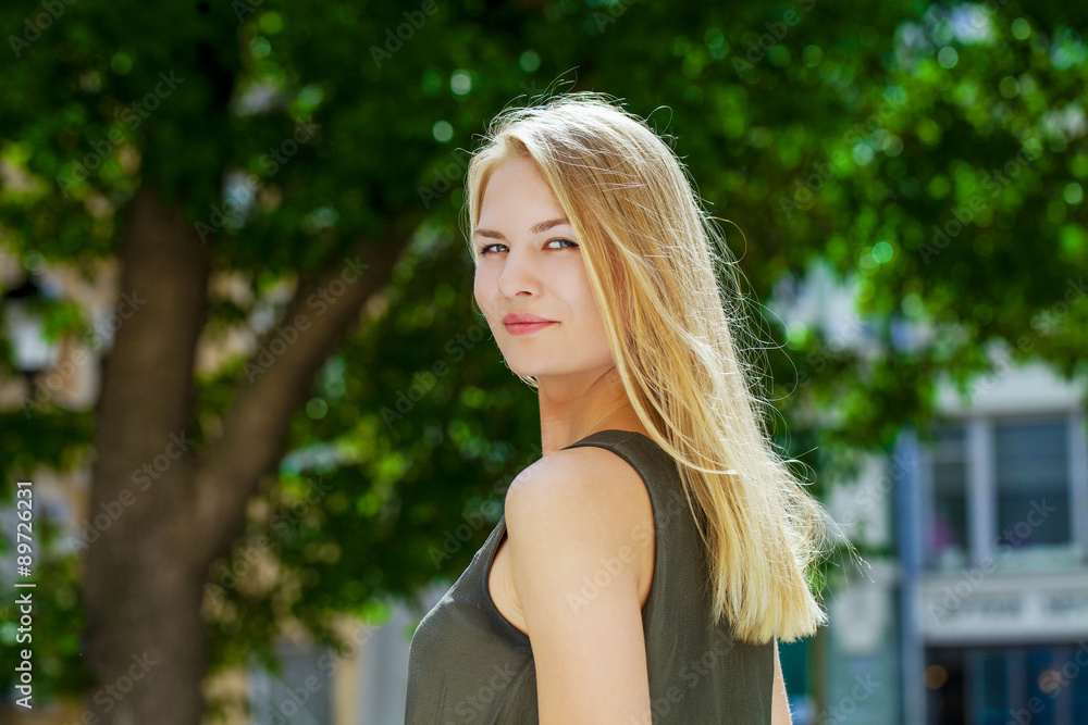 Naklejka premium Young beautiful blonde woman