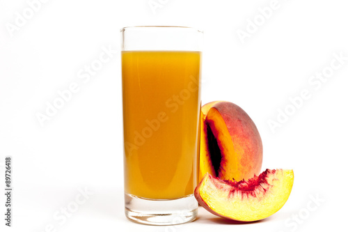 Peach juice on a white background.