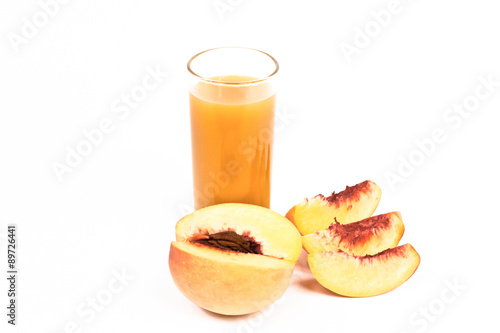 Peach juice on a white background.