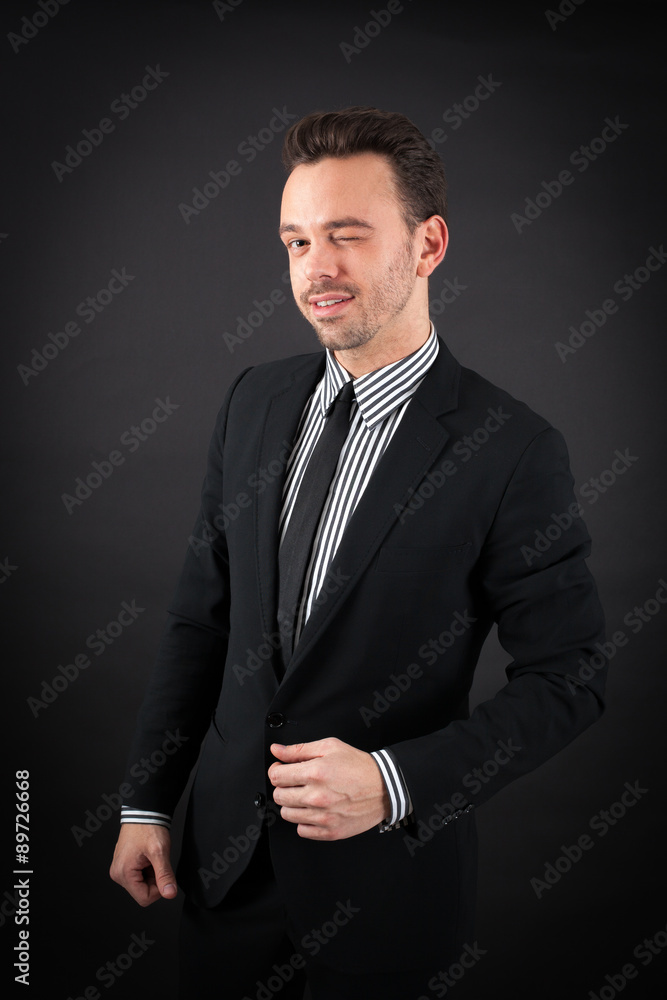 handsome man doing different expressions in different sets of clothes: blinking handsome man doing different expressions in different sets of clothes: blinking