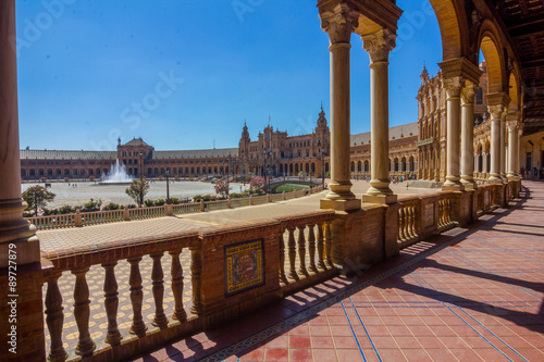 columns arches near the famous Plaza of Spain in Seville, Spain