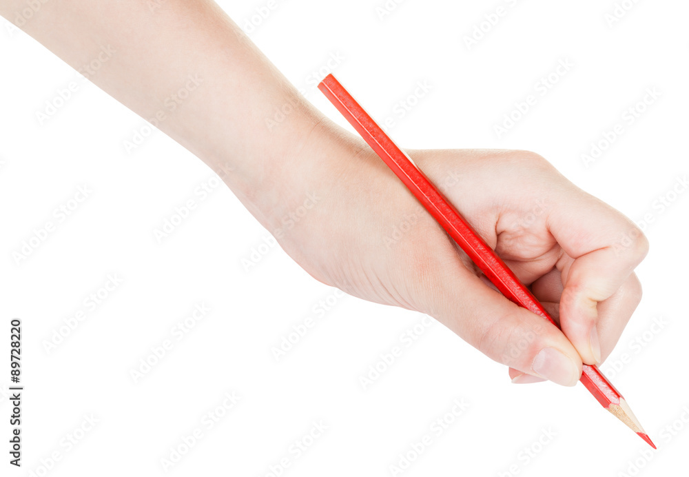 hand writes by red pencil isolated on white hand writes by red pencil isolated on white