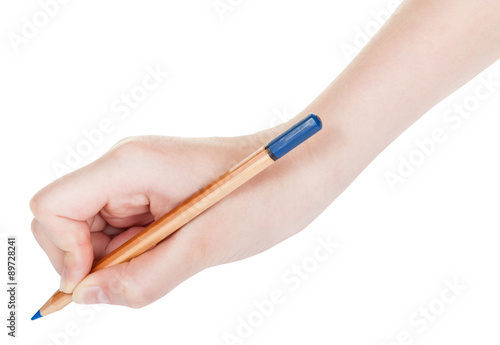 hand paints by wood blue pencil isolated