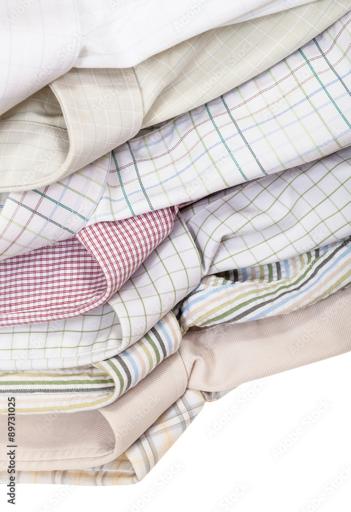 various shirts collars close up isolated