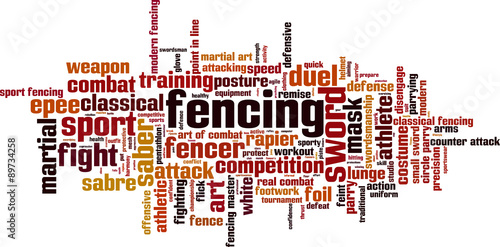 Fencing word cloud concept. Vector illustration