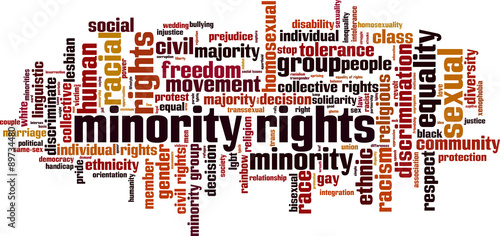 Minority rights word cloud concept. Vector illustration