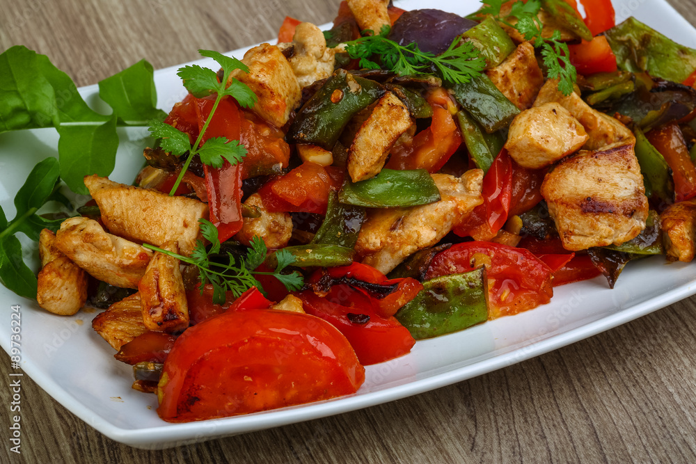 Stir fried chicken with vegetables Stir fried chicken with vegetables