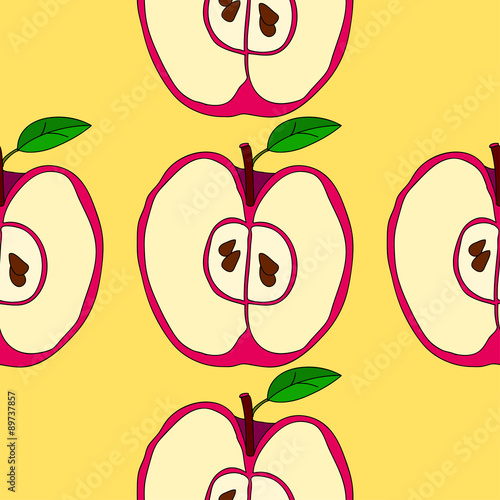 Vector seamless pattern with red apples 