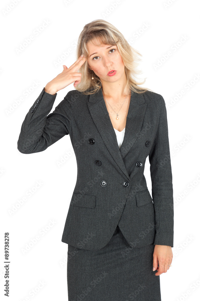 Beautiful businesswoman doing different expressions in different sets of clothes: committing suicide Beautiful businesswoman doing different expressions in different sets of clothes: committing suicide