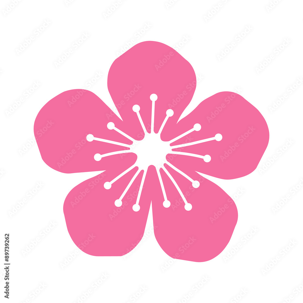 Naklejka premium Peach or cherry blossom flower flat icon for apps and websites