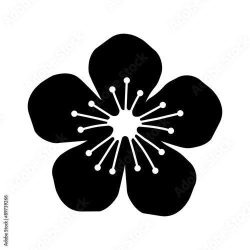 Peach or cherry blossom flower flat icon for apps and websites