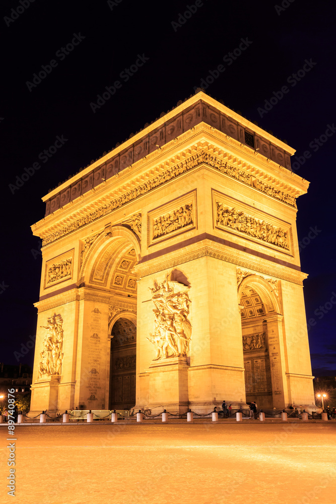 Arc de Triomphe Paris city at night