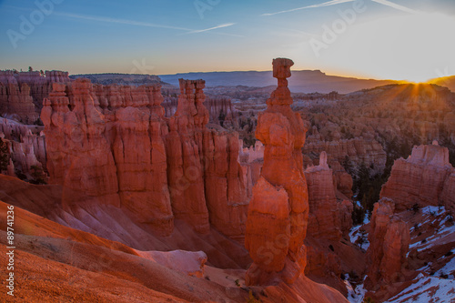 Sun Rises Over Thor's Hammer, Bryce Canyon National Park